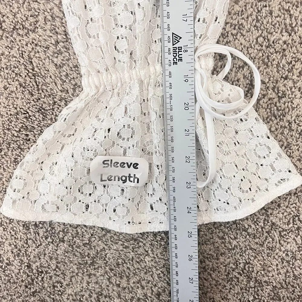 Banana Republic Womens‎ M Feminine Romantic Fairycore Preppy Lace Sleeve Blouse